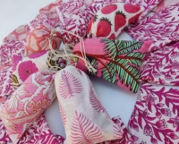 100% meilleure qualité pur coton main bloc imprimé écologique dame mode Mini bijoux pochette à la main cordon pochettes