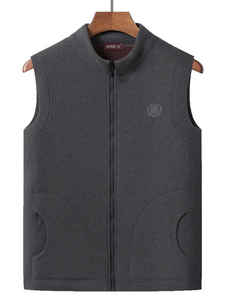Chaleco con cremallera para uso en calor de otoño para hombres mayores, ventas al por mayor, tamaño europeo ligero, bolsillo de algodón cálido suave a prueba de viento de talla grande - Product Image 6
