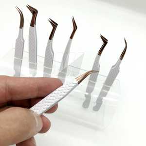 Pinzas de pestañas de 90 grados de volumen con logotipo personalizado, pinzas de extensión de pestañas de cejas de precisión profesional de acero inoxidable puntiagudas - Product Image 2
