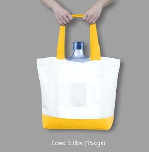 TOPDesign Paquete de 3 Bolsas de lona de algodón súper fuertes grandes de 12oz Correa de hombro simple Reutilizable Compras de comestibles de moda - Product Image 6