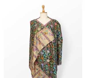 Hermosa seda tejida diseño indio y paquistaní patrón impreso ropa informal de verano para mujeres vestido largo con turbantes tradicionales - Product Image 1