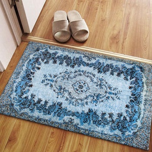 Alfombra Azul Medallion: Estilo Persa Étnico, Alfombra Impresa Lavable a Máquina, Alfombra Delgada No Tejida - Product Image 4