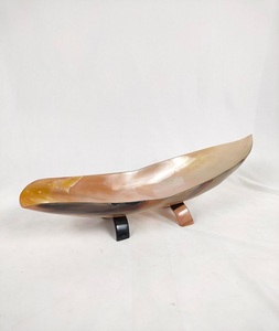Vajilla de cerámica japonesa pequeña al por mayor, cuencos de cuerno de buey de búfalo natural ecológicos, cuencos de fruta decorativos, masa de forma ovalada - Product Image 1