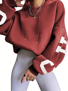 Sudadera de Cuello Redondo Extra Grande de Invierno Personalizada para Mujer, Sudadera de Forro Polar Grueso, Manga Murciélago, Poliéster/Algodón 380g - Product Image 4