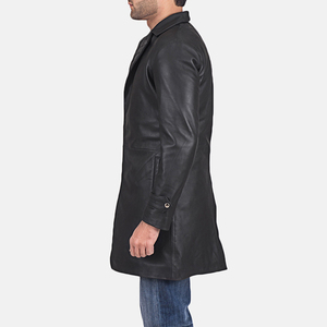 2025 hommes vêtements grossiste hommes en peau d'agneau véritable long manteau en cuir hiver veste en cuir dernier style - Product Image 2