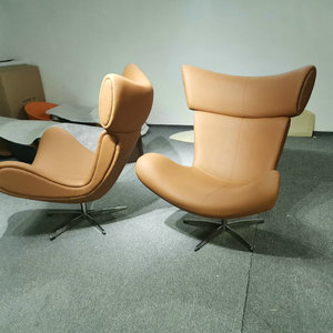 北欧现代豪华皮革伊莫拉休闲椅和奥斯曼客厅玻璃纤维天鹅绒旋转休闲办公扶手椅 - Product Image 6