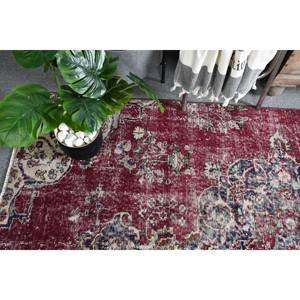 Alfombra turca vintage, color rojo, beige, 4,6x7,6 pies, área grande de lana, retales de látex para pasillo, dormitorio, lateral Rectangular para habitación, cabecera - Product Image 1