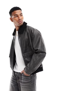 แจ็กเก็ตผู้ชายหนังแกะสไตล์นักบินลำลองสำหรับฤดูหนาวไซส์ใหญ่หนังเทียมมีซิประบายอากาศได้ดีอบอุ่นสำหรับการใช้งานกลางแจ้ง - Product Image 1