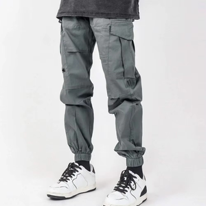 Tela suave de algodón de alta calidad personalizado Color sólido hombres Cargo último diseño hombres cordón cintura Cargo pantalón Multi bolsillos - Product Image 3