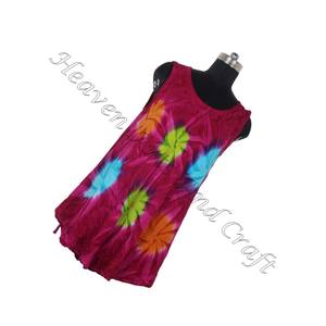 Ladies Sexy Sleeveless Beach Wear Tie Dye Dress Robe parapluie pour femmes Tie Dye Colorful Design Rayon Beach Wear Umbrella Tie Dye - Product Image 3