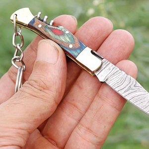 Cuchillo de supervivencia multifunción para acampar con hoja de acero, mango de madera, cuchillo de bolsillo inoxidable para cortar, compatible con OEM - Product Image 2