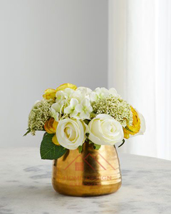 Jarrón Dorado con Diseño Martillado, Centro de Mesa para Arreglos Florales - Product Image 4