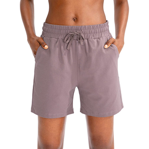 Pantalones cortos para correr de cintura alta para mujer, suministro de fábrica, diseño sin costuras de talla grande con botón y patrón, decoración de logotipo, gran oferta - Product Image 5