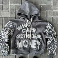 Sudadera con capucha y cremallera personalizada con apliques bordados, impresión 3D en relieve, unisex, 100% algodón, térmica, con cremallera completa, para invierno, pedido mínimo