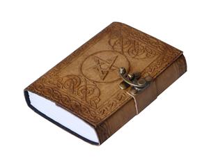 Grimoire Handmade Leather Pentagram Embossed <b>Blank</b> <b>Journal</b> Book of Shadows Notebook Office Diary College Book Poetry Book Sketch - Product Image 4