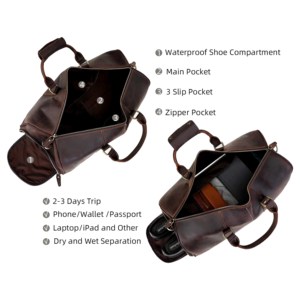 OEM-Bolsa de equipaje de piel de grano rico hecha a mano, para viaje - Product Image 3