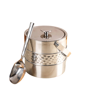 Luxurious Stainless Steel Double Wall Ice <b>Bucket</b> Pleasing Design with Tongs for Home Hotels & Camping - Product Image 2