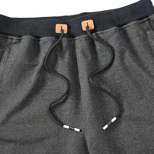 Custom Made Men's XS Size 100% Cotton <b>Fleece</b> Sweat <b>Shorts</b> Solid Style Lace Decoration Logo Elastic Waist for Casual Gym Use - Product Image 3