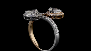 Designer Dual Tone Lab Diamond <b>Ring</b> with Pear Shape Lab Diamonds | <b>Statement</b> <b>Ring</b>|OEM ODM diamond jewelry manufacturer - Product Image 6