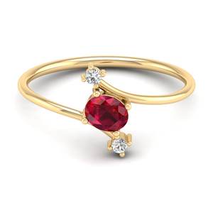 Anillos de Compromiso REYES de Alta Calidad en Plata de Ley 925 con Gema de Rubí de Corte Ovalado de 0.35 Quilates y Moissanita para Mujer, Joyería Fina - Product Image 1