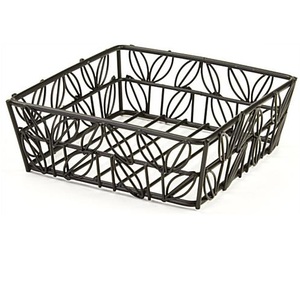 Panier de rangement pour fruits ou légumes tendance pour la cuisine à domicile, forme arrondie, panier en métal avec revêtement en poudre noire - Product Image 1