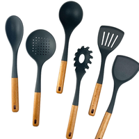 Ustensiles de cuisine en silicone cuillère à soupe écumoire pelle de cuisson avec manche en bois ustensiles de cuisine outils de cuisson