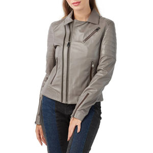 Nouvelle meilleure veste en cuir pour femmes fabricant de gros veste en cuir pour femmes en couleur grise pour femmes - Product Image 3