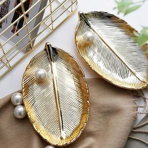 Beau plateau à feuilles dorées brillantes fabriqué à la main Direct Factory Home Decor Table Top Kitchen Ware - Product Image 6