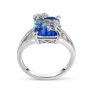 Rose Gold Plated <b>Emerald</b> Cut Gemstone <b>Ring</b> Inlaid Sterling <b>Silver</b> - Product Image 2