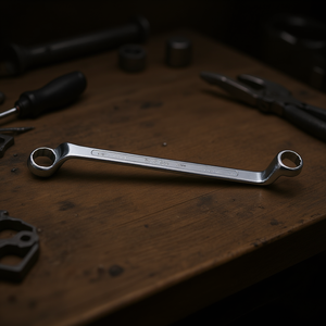 Chiave a poligonale doppia curva profonda cromata con chiavi - Product Image 3