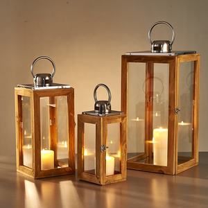 Linterna de vela de hierro y madera hecha a mano elegante estilo Ins Festival colgante decoración del hogar de la India propósito de regalo - Product Image 2