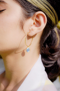 Personalizado Marquesa forma aguamarina cuarzo bisel piedra preciosa piedra natal aros pendientes al por mayor - Product Image 5