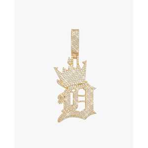 Pendentif Lettre D Couronnée en Or 14K Personnalisé avec Moissanite – Breloque de Bijou Élégante - Product Image 1
