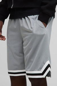 Pantalones cortos de baloncesto de malla de longitud media Pantalones cortos grises - Product Image 3