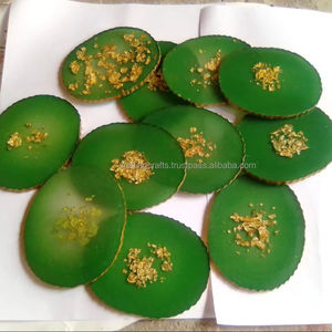 Handmade Personalized Eco-Friendly Luxury Round Wooden Coasters with <b>Epoxy</b> Resin Wave Art Custom Size Mats & Pads From India - Product Image 1