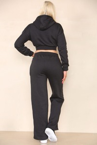 OEM Costume de jogging décontracté avec logo personnalisé pour femmes, sweat à capuche surdimensionné vierge et jogging à jambes larges évasées, pantalon de survêtement, ensemble 2 pièces pour femmes - Product Image 4