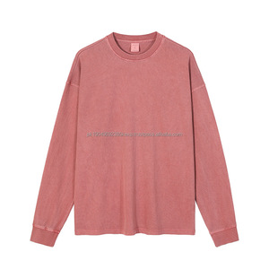 Camiseta de Manga Larga para Hombre, Estilo Vintage, Lavada, con Dobladillo Deshilachado, Sudadera con Logotipo Personalizado, Lavada al Ácido - Product Image 5