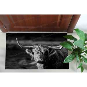 Tapis imprimé vache sauvage - Tapis décoratif animal lavable en machine, tapis doux non tissé - Product Image 1