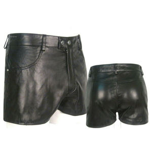 Men's <b>Black</b> <b>Leather</b> High Waist <b>Shorts</b> Breathable Casual Design Plus Size-OEM Manufacturer - Product Image 2