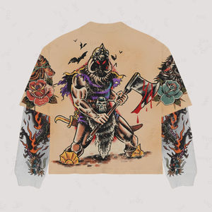 Sweat-shirt pour homme personnalisé OEM, streetwear d'hiver, entièrement imprimé, strass, tissu en polaire gaufré multicouche, impression sérigraphique, coloré - Product Image 2