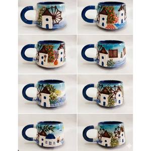 Wholesale Custom 3D Relief Turkish Floral <b>Ceramic</b> <b>Mug</b> Handmade Hand Painted Spoon Travel Tourist Gift Dishwasher Safe - Product Image 3