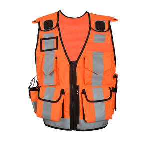 Gilet de sécurité haute visibilité avec logo personnalisé, couleur orange, gilet pour homme, multi-poches, gilet de sécurité haute visibilité pour homme - Product Image 5