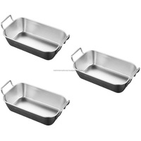 Vente en gros 18/8 304 Assiette carrée à collation dorée coréenne en acier inoxydable Panier à frites Assiette à dessert avec plateau à double poignée