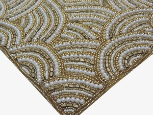 แผ่นรองโต๊ะอาหารปักลายดอกไม้ลูกปัดแก้วสำหรับงานแต่งงานงานคริสต์มาสและงานชุมนุมของครอบครัวสำหรับงานปาร์ตี้ - Product Image 2