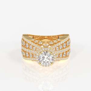 Women's Round Cut Moissanite Diamond <b>Cocktail</b> Sterling Silver <b>Ring</b> - Product Image 1