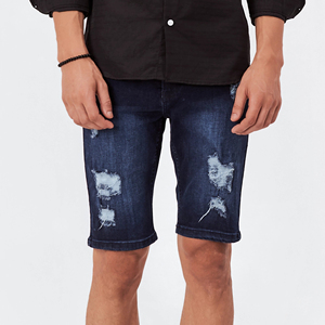 Pantalones cortos de mezclilla azul de ajuste cómodo para hombre OEM, ropa de calle de estilo lavado personalizada, tela de algodón, moda de verano, pantalones vaqueros de alta calidad - Product Image 3