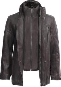 Veste parka en cuir véritable pour homme, style rétro - Product Image 2