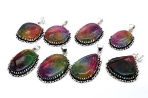 สร้อยคอชุบเงินทองเหลืองคริสเตียนวินเทจพลอยควอตซ์แสงอาทิตย์สีรุ้งจี้แฟชั่นยอดนิยมที่มีหลากหลาย - Product Image 3