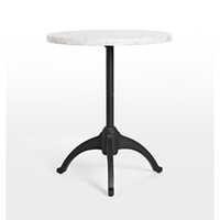 Table basse en marbre blanc de qualité supérieure, base en fer, bordure en laiton, style café parisien, table d'appoint pour usage intérieur à prix avantageux