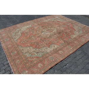 Alfombra Turca Vintage de Lana Roja, 9.4x12.4 pies (288x377 cm) - Product Image 3